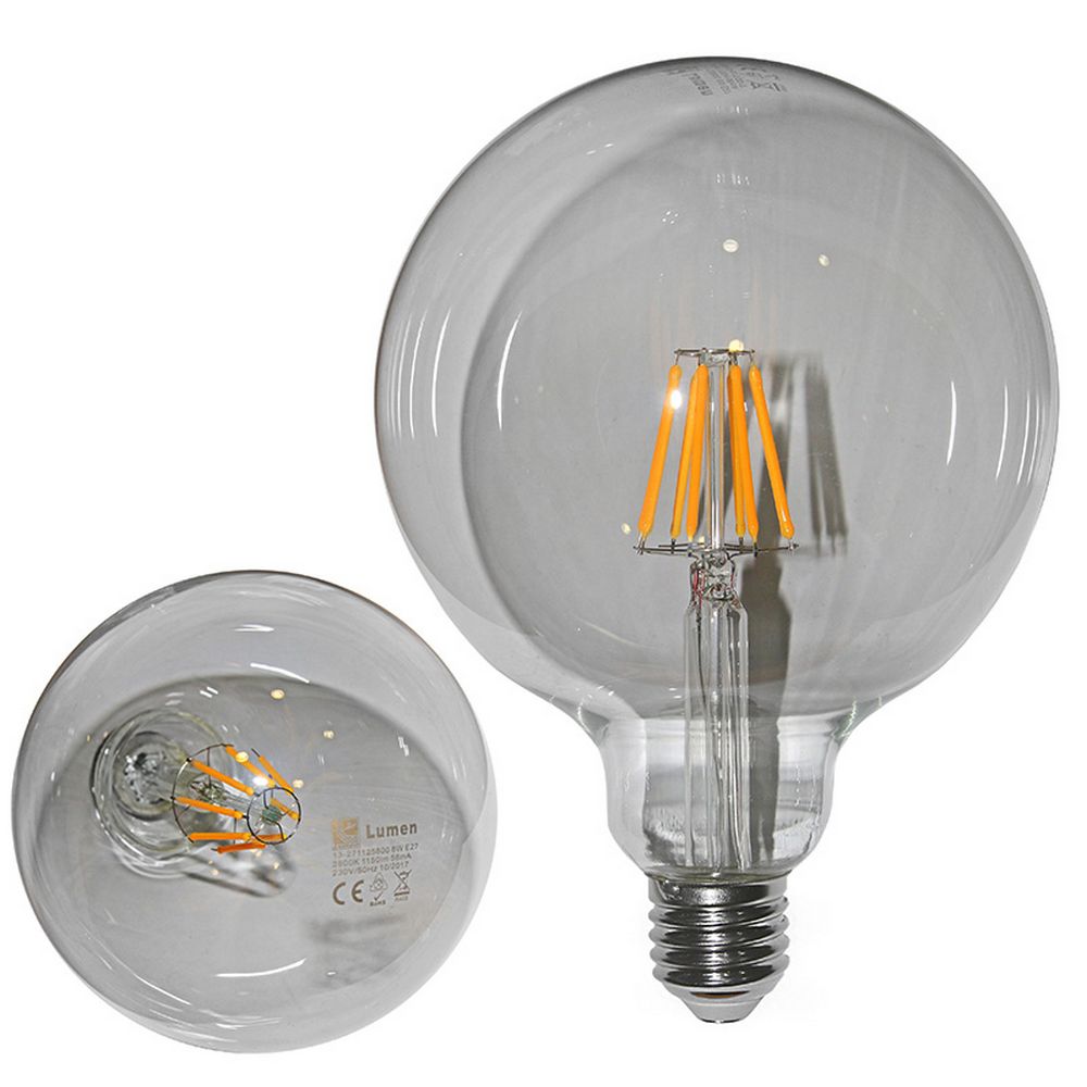 ΛΑΜΠΑ LΕD CΟG GLΟΒΕ Φ125 ΔΙΑΦΑΝΟ Ε27 8W 230V ΘΕΡΜΟ