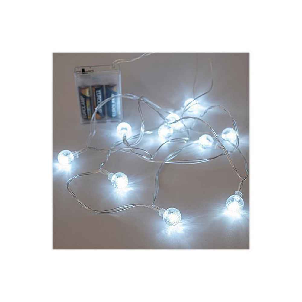 ΣΕΙΡΑ, 10 LED 5mm, ΑΚΡΥΛΙΚΕΣ ΔΙΑΦΑΝΕΣ ΜΠΑΛΕΣ 1.8cm, ΜΠΑΤΑΡΙΑΣ 3xAA, ΔΙΑΦΑΝΟ PVC ΚΑΛΩΔΙΟ, ΛΕΥΚΟ LED ΑΝΑ 15cm, ΠΡΟΕΚΤΑΣΗ ΠΑΡΟΧΗΣ 50cm, IP20