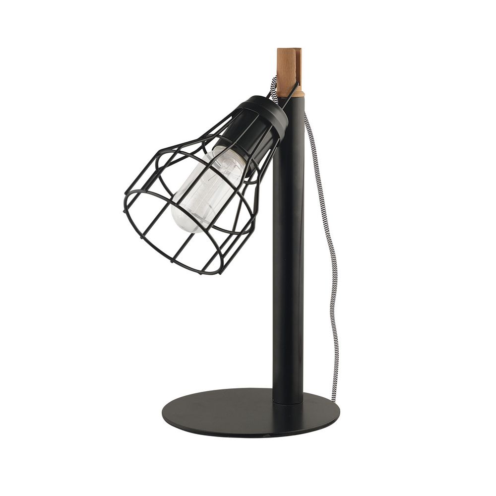 ΕΠΙΤΡΑΠΕΖΙΟ ΦΩΤΙΣΤΙΚΟ Baro Matt Black Metal Black & White Fabric Cable E27 1x40Watt D:17 H:34