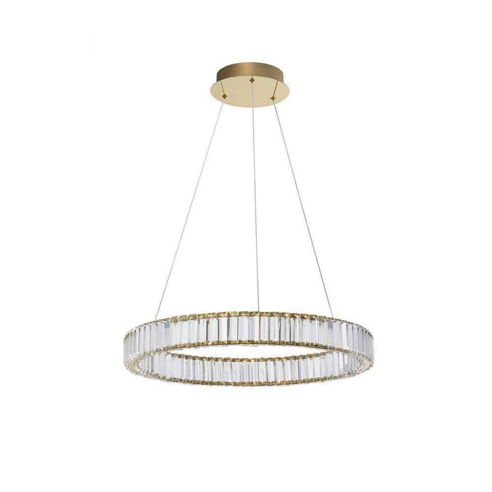 Gold Metal & Crystal LED 40W 230 Volt 4647Lm 3500K IP20 Class I D:60 H:150 cm NOVALUCE