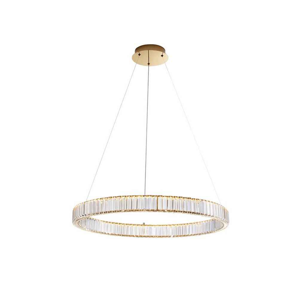 Gold Metal & Crystal LED 47W 230 Volt 4328Lm 3500K IP20 Class I D:80 H:150 cm NOVALUCE